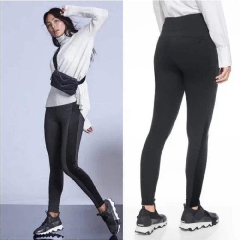 Athleta Size Small Metro Velvet Tux Leggings Black‎